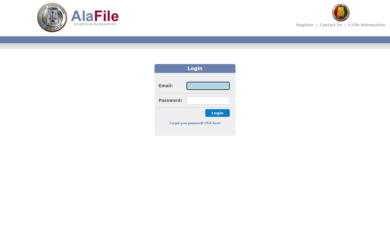 Lee County case search distinction shown by the AlaFile login