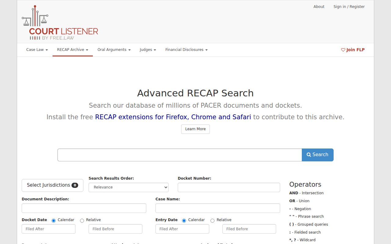 Lee County case search alternative for contributed federal records in RECAP