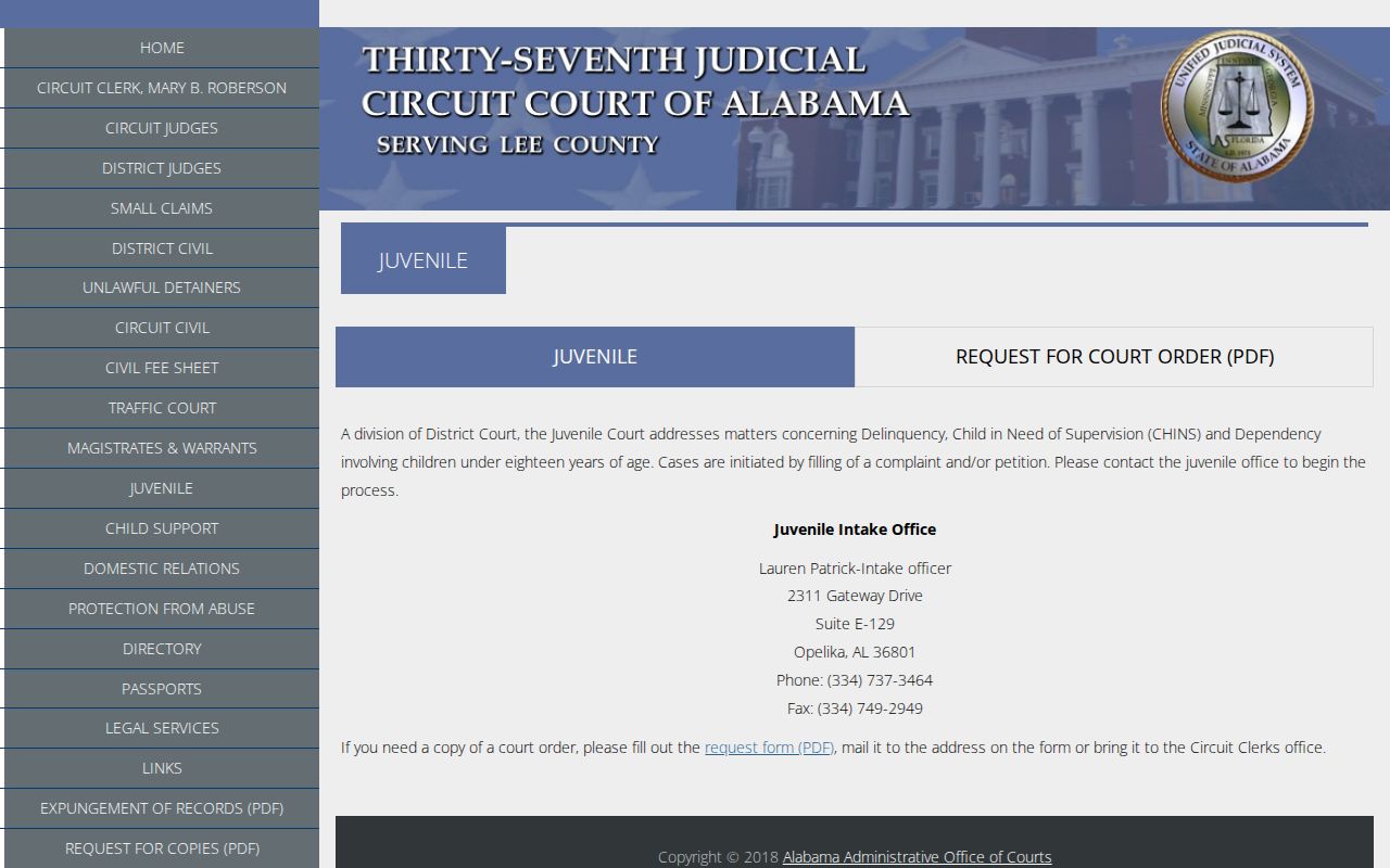 Lee County criminal court docket juvenile access information