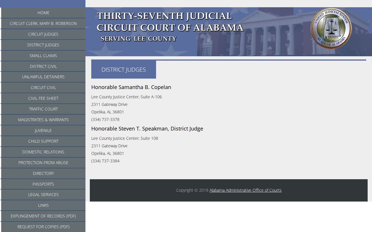 Lee County criminal court docket District Court roster