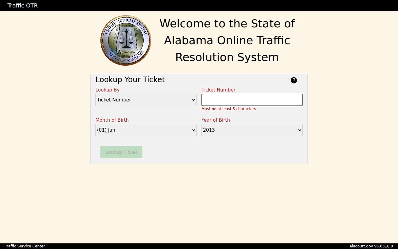 Online Traffic Resolution request for Lee County traffic court records