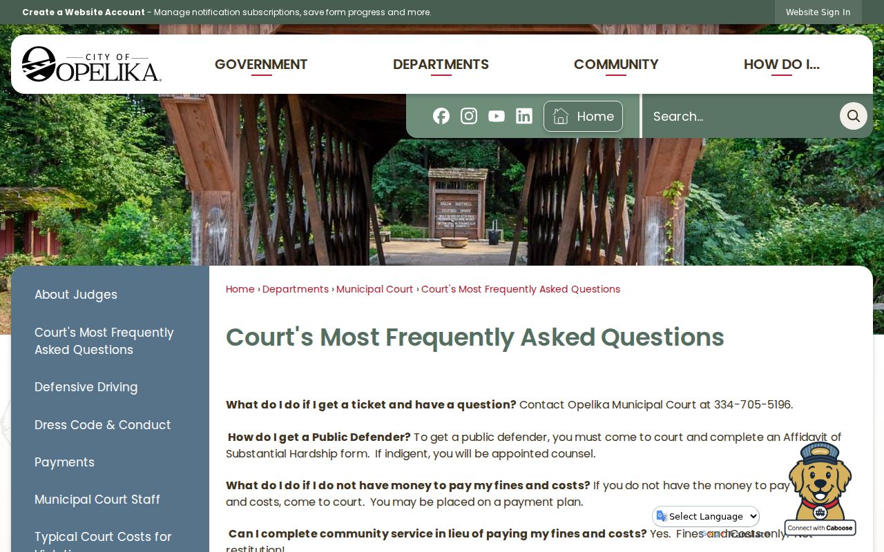 Opelika guidance for municipal Lee County traffic court records