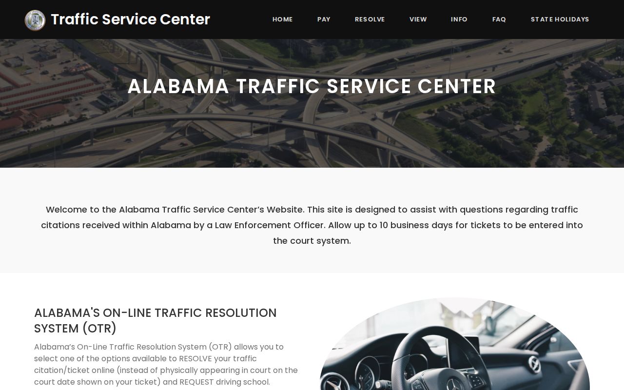 Alabama Traffic Service Center for Lee County traffic court records